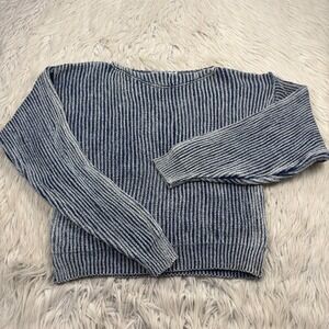 Vintage 90's Calvin Klein Sport Women's S Blue Ribbed Sweater Made in USA Cotton